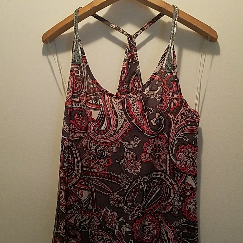 INC Gray/Pink Tank with silver beads